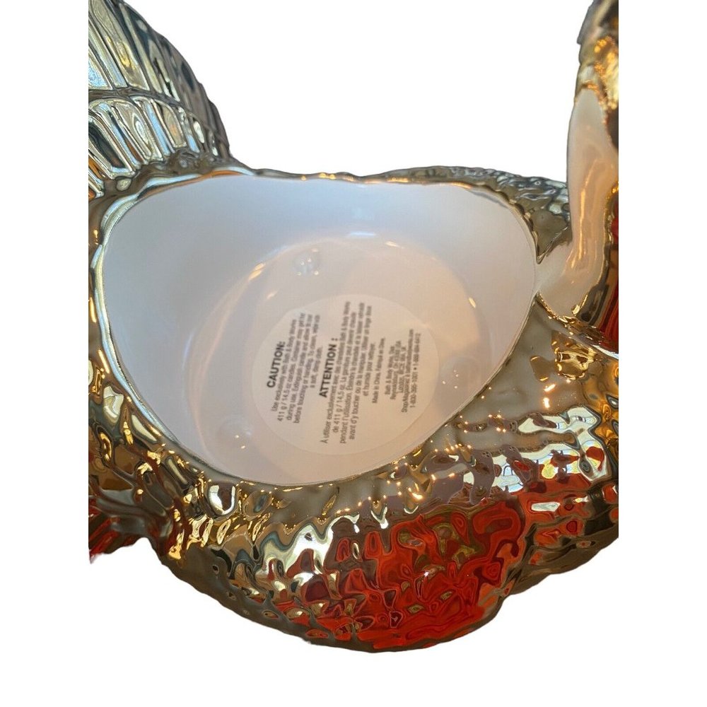 New 2021 Bath & Body Works GOLD TURKEY Candle Pedestal Holder - Picture 4 of 6